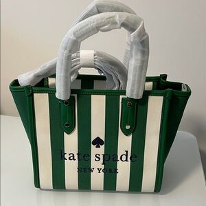 Kate Spade Striped Green and White Tote